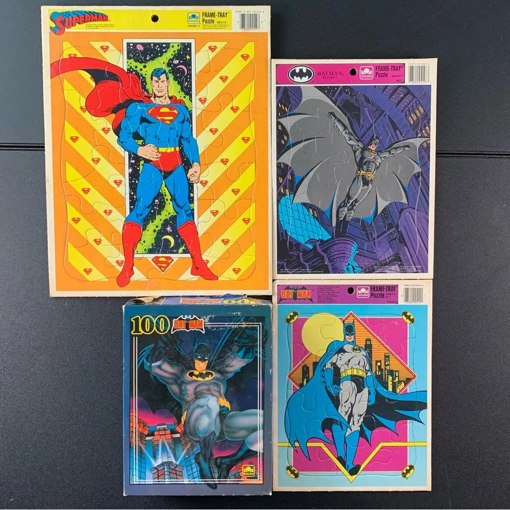 Four Superhero DC Comics Superman and Batman Puzzles.